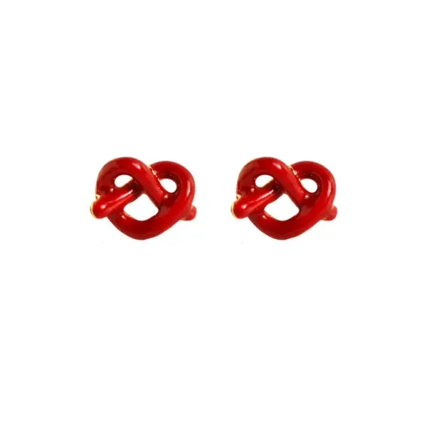 Wholesale 1 Pair Elegant Simple Style Commute Geometric Heart Shape Lines Enamel Inlay Brass Enamel 24K Gold Plated Ear Studs