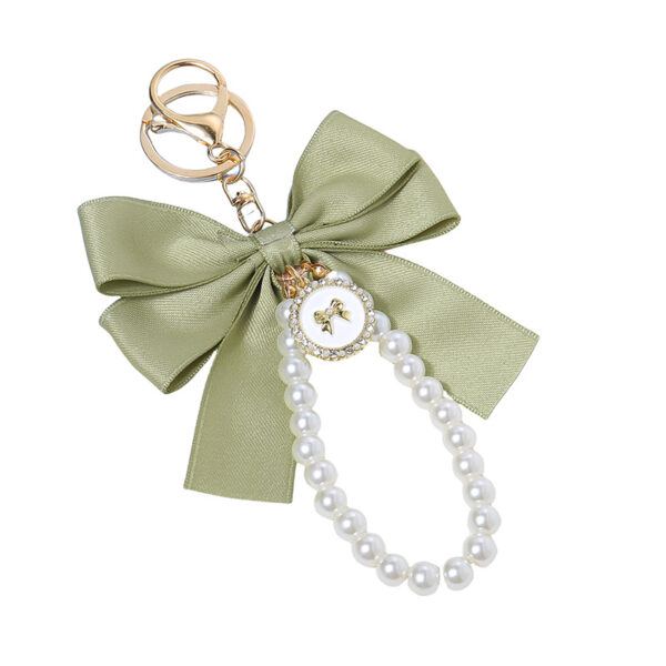 Wholesale Large Pearl Bow Keychain Pendant Handmade Colorfulful Webbing Cloth Knot Accessories Headphone Set Bag Decoration