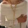 Wholesale Vacuum-plated (in-furnace) With 18K Real Gold On 304 Stainless Steel—elegant, Vintage, And Romantic Oval, Heart-shaped, And Diamond-inspired Chain Necklace With Lobster Clasp, Available In Gold, Perfect For Women