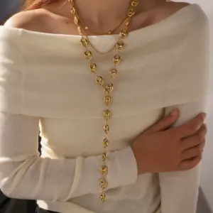 Wholesale Vacuum-plated (in-furnace) With 18K Real Gold On 304 Stainless Steel—elegant, Vintage, And Romantic Oval, Heart-shaped, And Diamond-inspired Chain Necklace With Lobster Clasp, Available In Gold, Perfect For Women