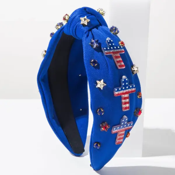 Wholesale American Flag Hair Band For Women In Red Cloth With Rhinestones, Perfect For Independence Day