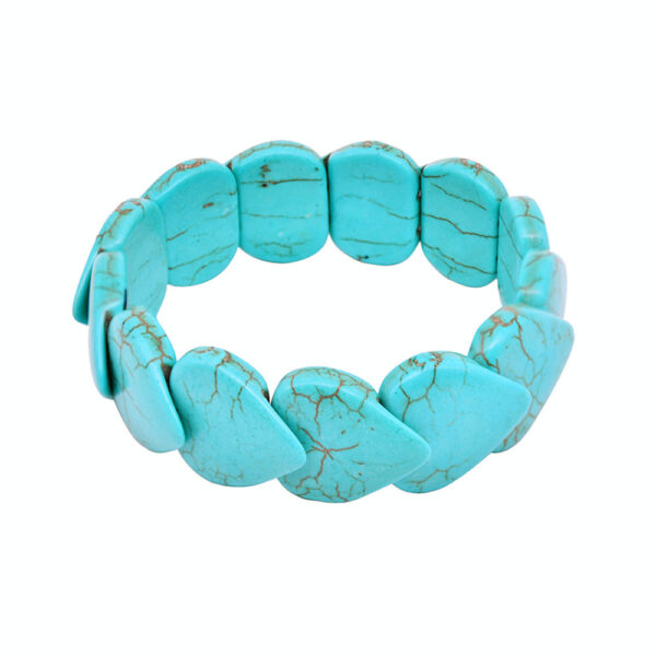 Wholesale Best Selling Wide Elastic Cord Turquoise Bracelet Retro Heart Shaped Bracelet Women's Jewelry