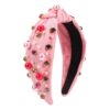 Wholesale  Diamond-encrusted Valentine's Day Hair Hoop Women's Fashionable Elegant Wide-brimmed Knot Pearl Headband  All-match Hair Accessories