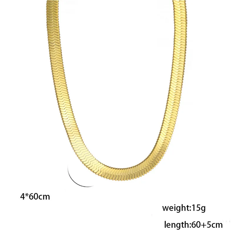 Wholesale Ion Plating (IP) 18K Gold Plated Chain Necklace 304 Stainless Steel IG Style Original Design Basic Waterproof Non Tarnish 304 Stainless Steel Lobster Trigger Clasp Closure Layered Necklaces Sweater Chain Long Necklace - Gold, 4mm Wide, 60 5cm Long