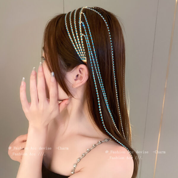Wholesale Fashion personality diamond tassel multi-layer hairband exaggerated design headband niche high-end hair accessories wholesale women