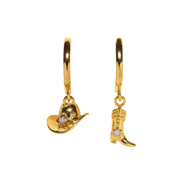 Wholesale 1 Pair IG Style Hip-Hop Simple Style Hat Boots Asymmetrical Inlay Copper Zircon 18K Gold Plated Drop Earrings