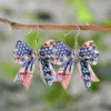 Wholesale Retro White Acrylic Bow Tie Print Drop Earrings For Women With 304 Stainless Steel Ear Pins