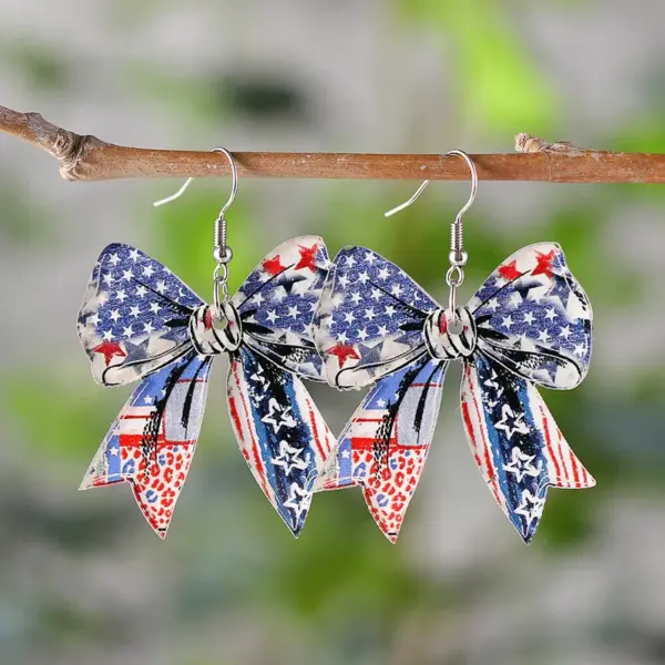 Wholesale Retro White Acrylic Bow Tie Print Drop Earrings For Women With 304 Stainless Steel Ear Pins