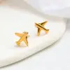 Wholesale 1 Pair Retro Airplane Plating 304 Stainless Steel 316 Stainless Steel 18K Gold Plating In The Furnace Ear Studs