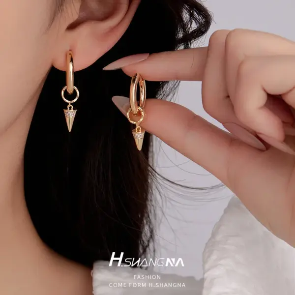 Wholesale Round Drop Earrings For Women With Copper Ear Pins, 14K Real Gold Plated Bezel Setting And Zircon Inlay