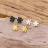 Wholesale Girls' Daily Mini Earrings Fashion 304 Stainless Steel 18K Gold Plated Vacuum Electroplating Cut Flower Leaf Simple Style Earrings