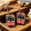 Wholesale Retro Print Slippers Drop Earrings For Women In White & Red With 304 Stainless Steel Ear Pins