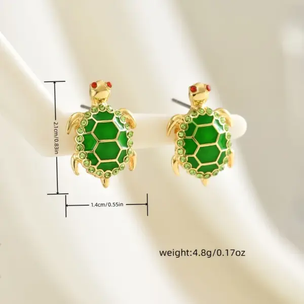 Wholesale Electroplated Tortoise Stud Earrings For Women Featuring Alloy Posts And Rhinestone Inlay