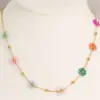 Wholesale 304 Stainless Steel Plastic Flower Ion Plating (IP) 18K Gold Plated Cute Beach Waterproof Non Tarnish Knitting O-shaped Chain Gold Necklace