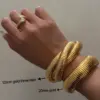 Wholesale Basic Simple Style Solid Color 304 Stainless Steel 18K Gold Plated Bangle In Bulk