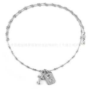 Vintage silver letter plate necklace
