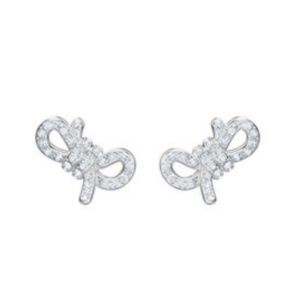 Platinum bow stud earrings
