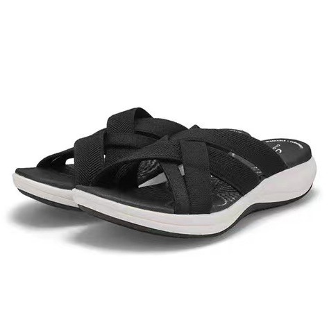 Wholesale Large Size Thick-soled Crossover Sandals Women's  Flat-soled Crossover Fly-woven Soft-soled Casual Sandals