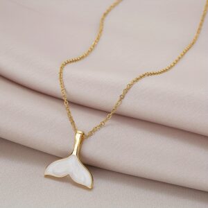 Wholesale 18k Gold-plated Fashionable Fishtail Drop Glue Stainless Steel Necklace Women's Simple Elegant Clavicle Chain All-match Light Luxury Style Decoration