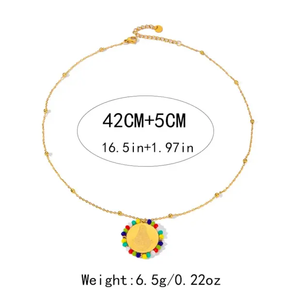 Wholesale PVD Coated 14K Gold Real Gold Plated Round Oval 304 Stainless Steel Vacation Waterproof Non Tarnish 304 Stainless Steel Pendant Necklace