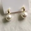 Wholesale Three-dimensional Geometric Drop Earrings For Women In Copper With KC Golden Water Plating And Artificial Pearl Inlay