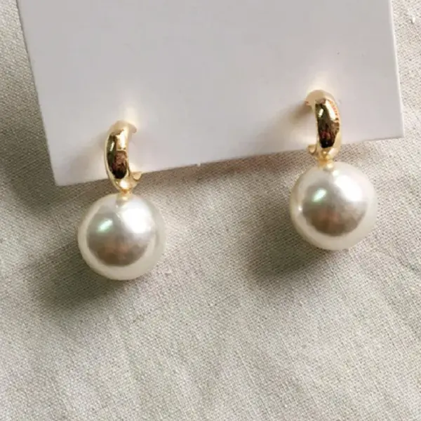 Wholesale Three-dimensional Geometric Drop Earrings For Women In Copper With KC Golden Water Plating And Artificial Pearl Inlay