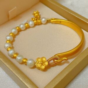 Imitation Pearl Blossom Orchid Half Bracelet