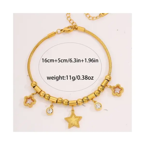 oly-74d9f33e32d68c809c1391c40c0ecdb5 Wholesale Star Waterproof Couple Bracelets In 304 Stainless Steel With 18K Gold Plated Finish And Zircon Inlay On Snake Chain