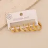 Wholesale 3 Pairs Of Rhinestone Plain Hoop Earrings, Light Luxury Titanium Steel Studs, High-End Versatile 304 Stainless Steel Vacuum Electroplated (Fired) 18K Real Gold Plated Elegant Earrings