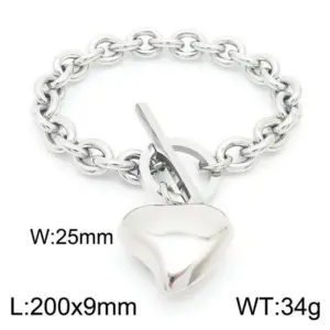 Steel Color Heart Bracelet