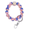 Wholesale Unisex American Flag Wooden Beads Bracelet Keychain In Coffer Color, Perfect For Travel