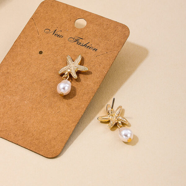 Wholesale 1 pair of summer temperament metal starfish pearl tassel ladies earrings earrings holiday style