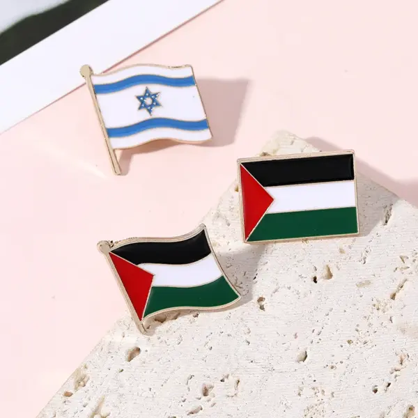 Wholesale Creative Personalized Flag Series Badge Palestinian And Israeli Flag Brooch Decoration Alloy Jewelry