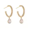 Wholesale Geometric Stud Earrings For Women With 925 Sterling Silver Posts, Copper Base, 14K Gold Plated, Zircon Inlay