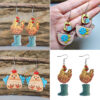 Wholesale Western Farm Pastoral Style Earrings Cute Hen Chick Stitching Pendant Wooden Double-sided Earrings