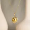 Wholesale 201 Stainless Steel 304 Stainless Steel Ferroalloy Sun Heart Shape Flower Electroplating Ion Plating (IP) Real Gold Plated Simple Style Waterproof Non Tarnish Cable Chain Gold Pendant Necklace
