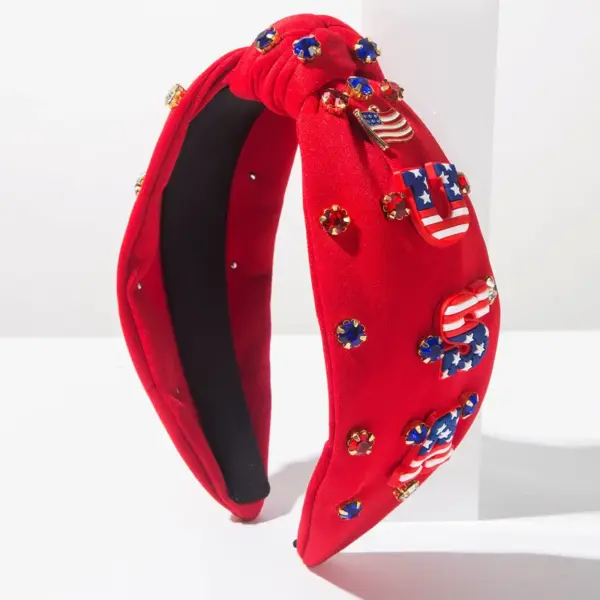 oly-752b61b6cc54a1a0fe199718eb35d835 Wholesale Vintage Style Jewelry Headband For Women In Cloth Material With Rhinestone Embellishments, Perfect For American National Day