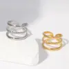 Wholesale PVD Coated Real Gold Plated Geometric Stainless Steel Simple Style Waterproof Non Tarnish Open Ring