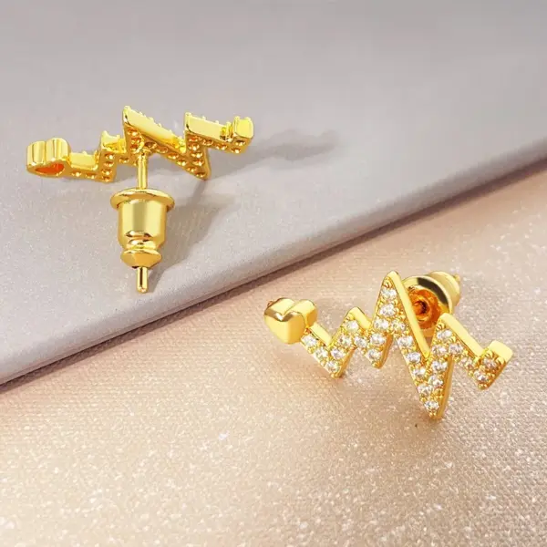 Wholesale 1 Pair Romantic Sweet Streetwear Geometric Inlay Copper Zircon 18K Gold Plated K Gold Plated Silver Plated Copper Earrings