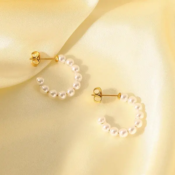 Wholesale Fashion Geometric Plating 304 Stainless Steel No Inlaid PVD Coated Earrings