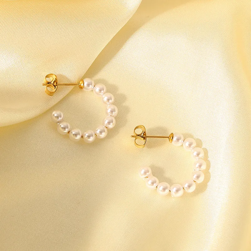 Wholesale Fashion Geometric Plating 304 Stainless Steel No Inlaid PVD Coated Earrings