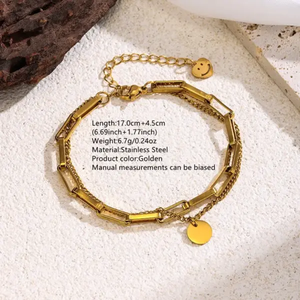 Wholesale Three-dimensional Heart Shape Bracelet For Women With 304 Stainless Steel O-Link Chain