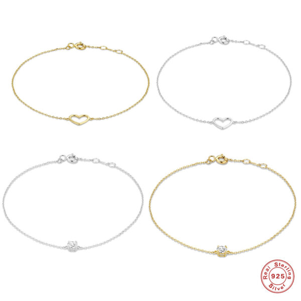Wholesale Silver Solo Diamond Heart Bracelet with Diamond Accessories - Luxury Bracelet