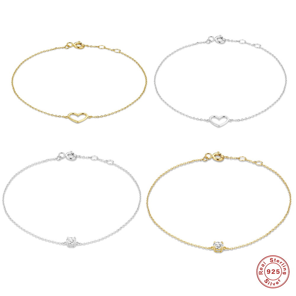 Wholesale Silver Solo Diamond Heart Bracelet with Diamond Accessories - Luxury Bracelet