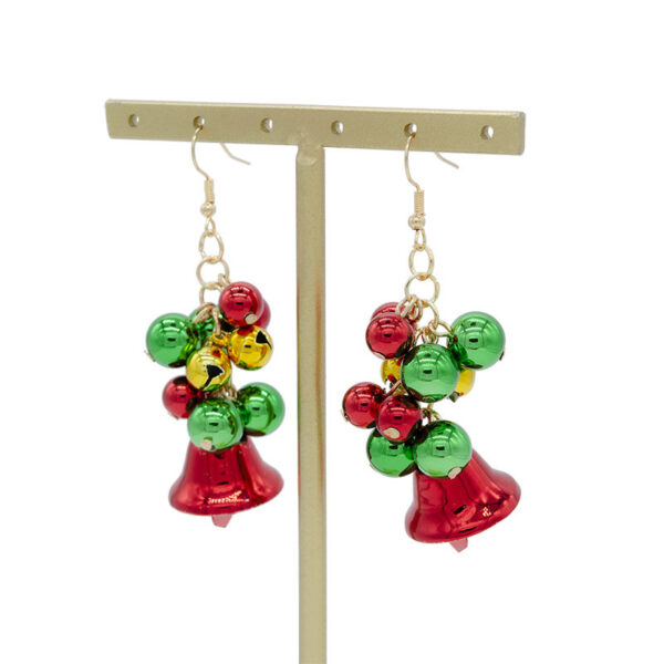 Wholesale Christmas red and green color matching bell earrings creative simple color tassel earrings Christmas Carnival earrings