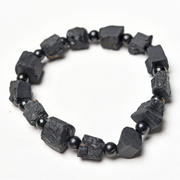 oly-754f0cf6093901d4e07e231aba98c20b Wholesale Fuhong jewelry natural tourmaline crystal black tourmaline raw stone frosted single ring bracelet jewelry raw ore bracelet