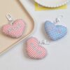 Wholesale Cute cotton three-dimensional plaid love key chain schoolbag pendant girlfriends couple gift accessories bag accessories