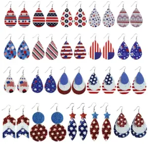Wholesale Unisex American Flag Acrylic Drop Earrings, Perfect For Independence Day Celebrations
