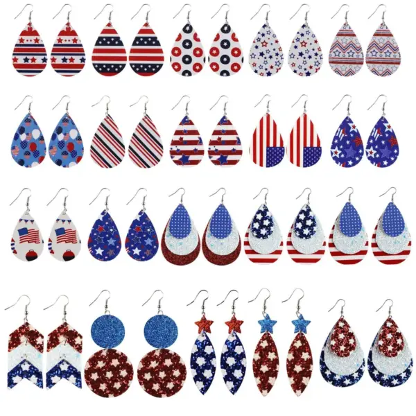 oly-7574bc4af849f684c09acd01bbc45b9f Wholesale Unisex American Flag Acrylic Drop Earrings, Perfect For Independence Day Celebrations