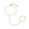 Wholesale Fashionable Titanium Steel 18K Gold Plated Bracelet With Diamond Small Round Piece Color Retention Women Stainless Steel Finger Clip Bead Finger Chain Vacuum Electroplating 18K Gold Retention